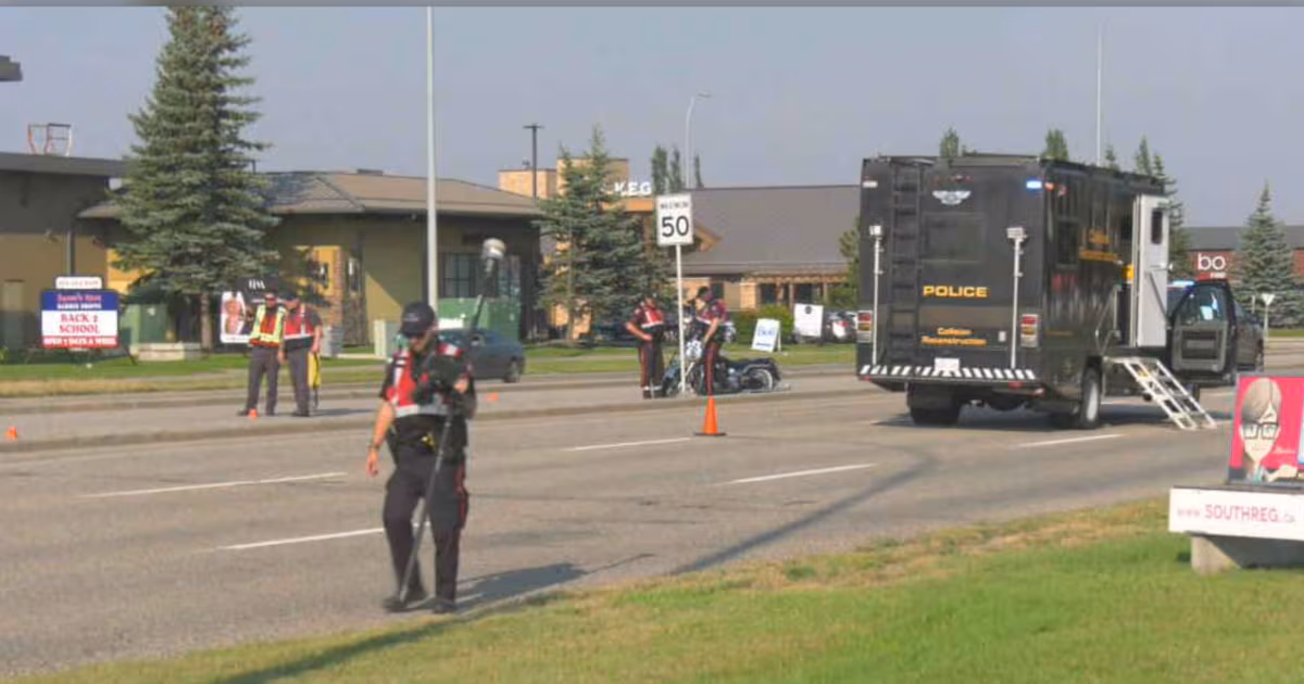One person has received life-threatening injuries in a motorcycle crash on 130 Avenue SE. (Source: CTV News/Darren Wright)