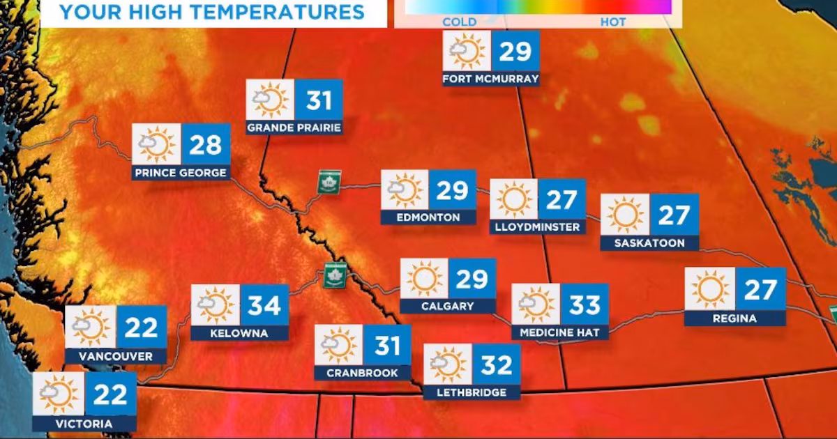 Calgary weather: Daytime highs around 30 C Wednesday and Thursday